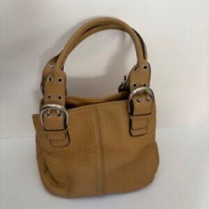 Tiganello Women's Tan Pebble Leather Handbag Shoulder Purse Satchel
